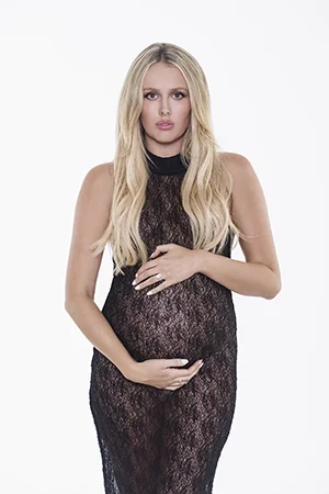 maternity portrait lace dress pregnant woman